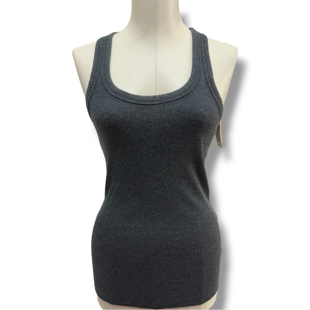 310 AERIE | NWT  Charcoal Gray Ribbed Scoop Neck Tank Top (Size S) - Picture 4 of 13